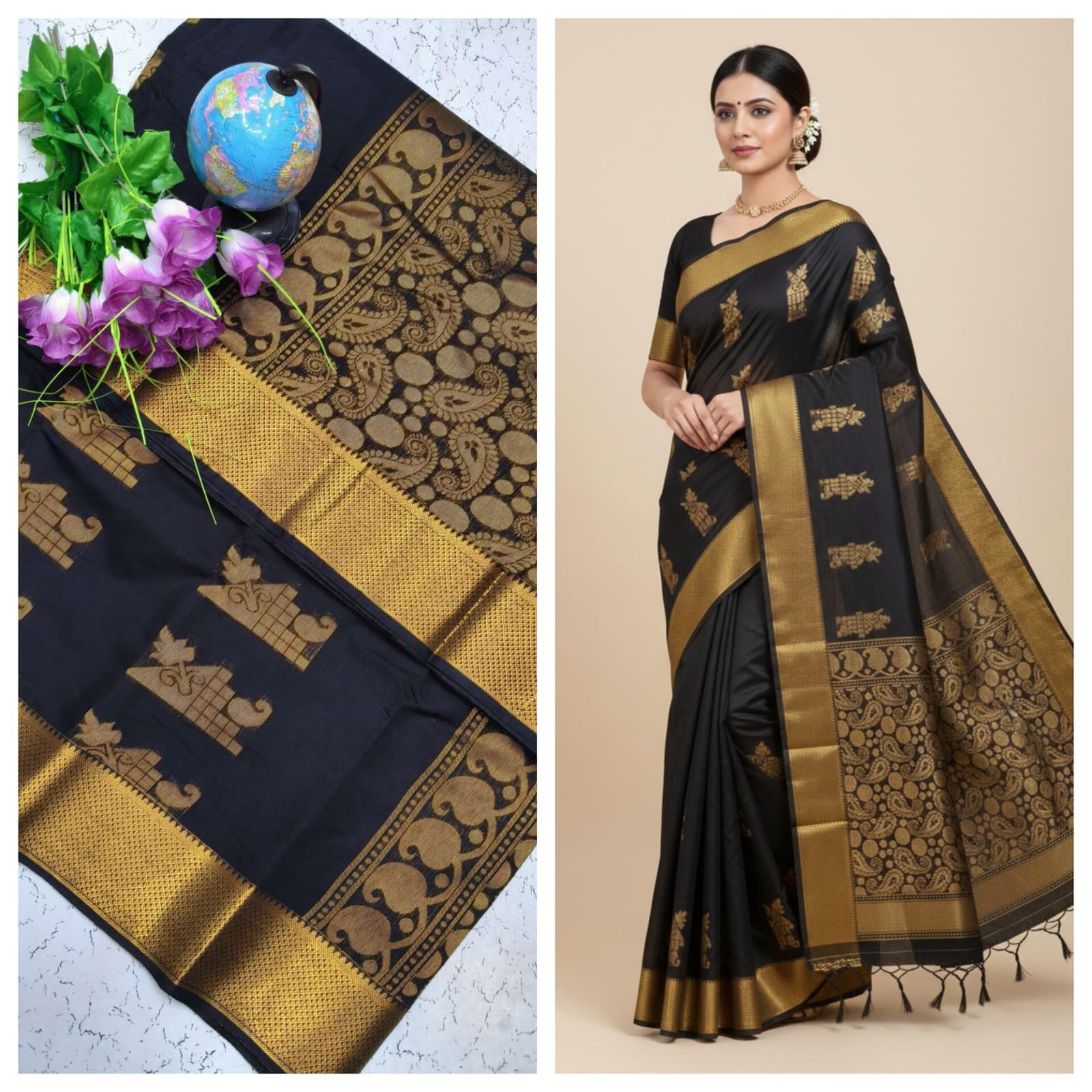 Kotta Cotton Silk Saree Dark Blue